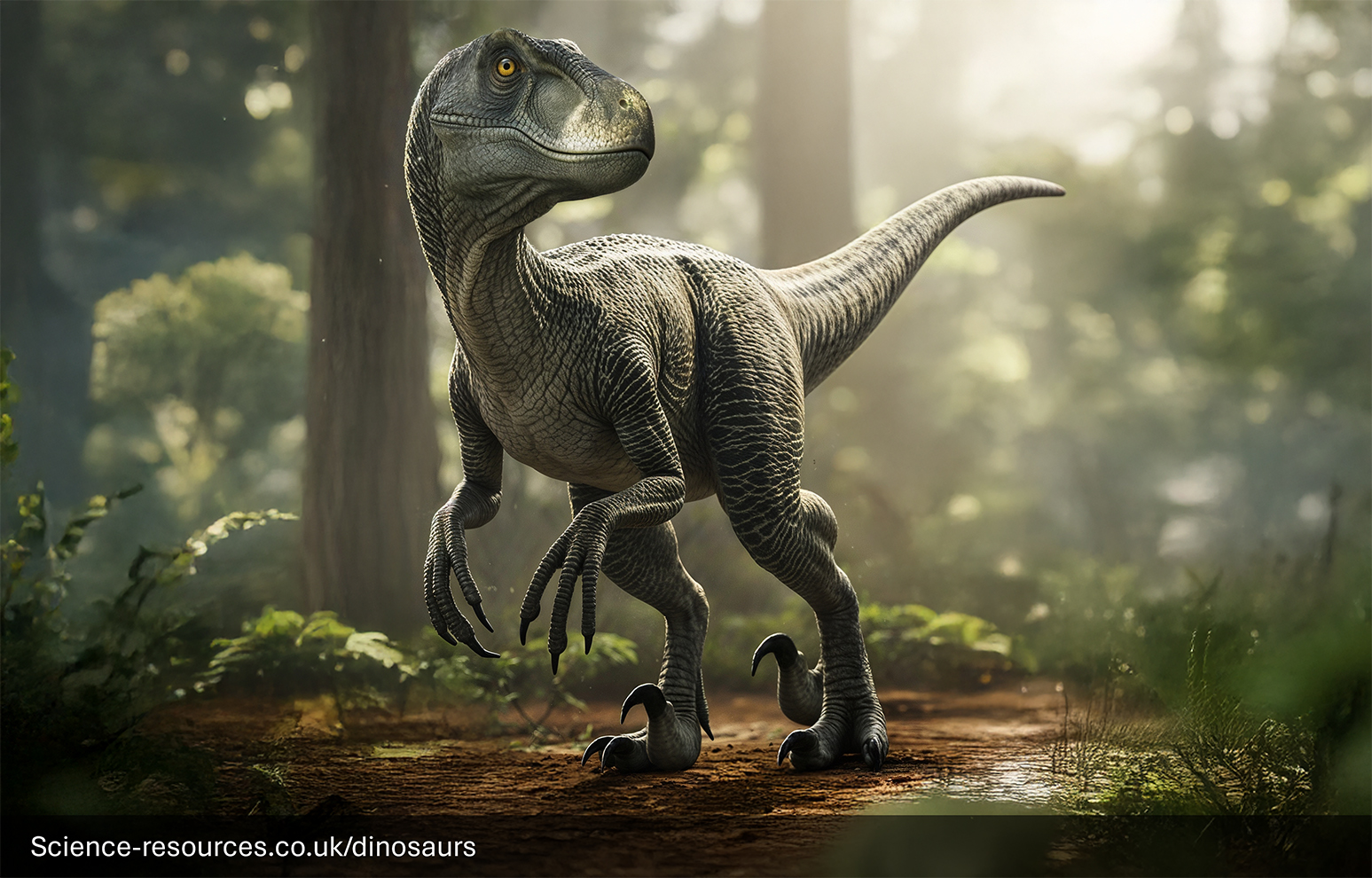 Jurassic Park / Jurassic World Velociraptor A realistic rendering of a Jurassic park / Jurassic World Velociraptor in a Prehistoric forest.